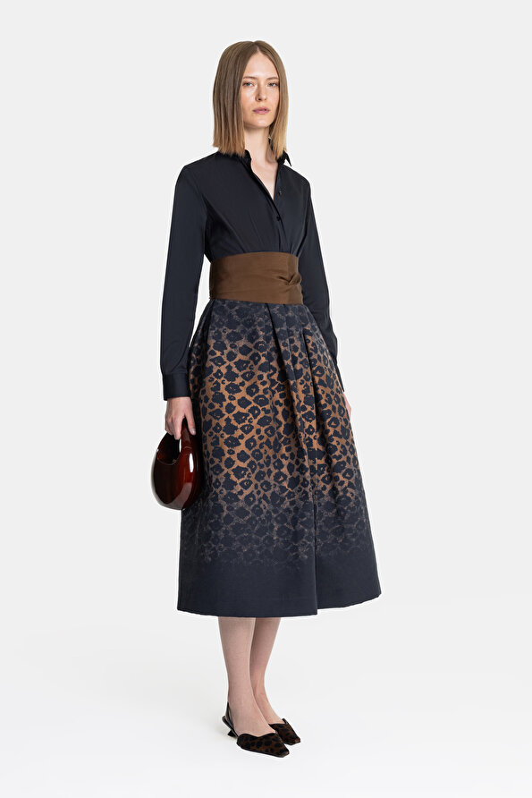BROWN 3/4 SLEEVES DRESS