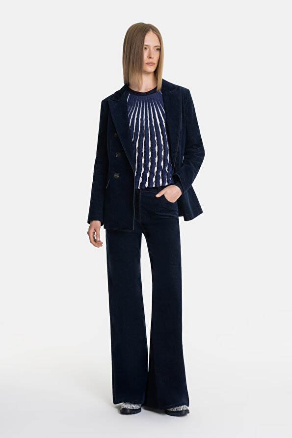 NAVY BLUE WIDE LEG TROUSERS