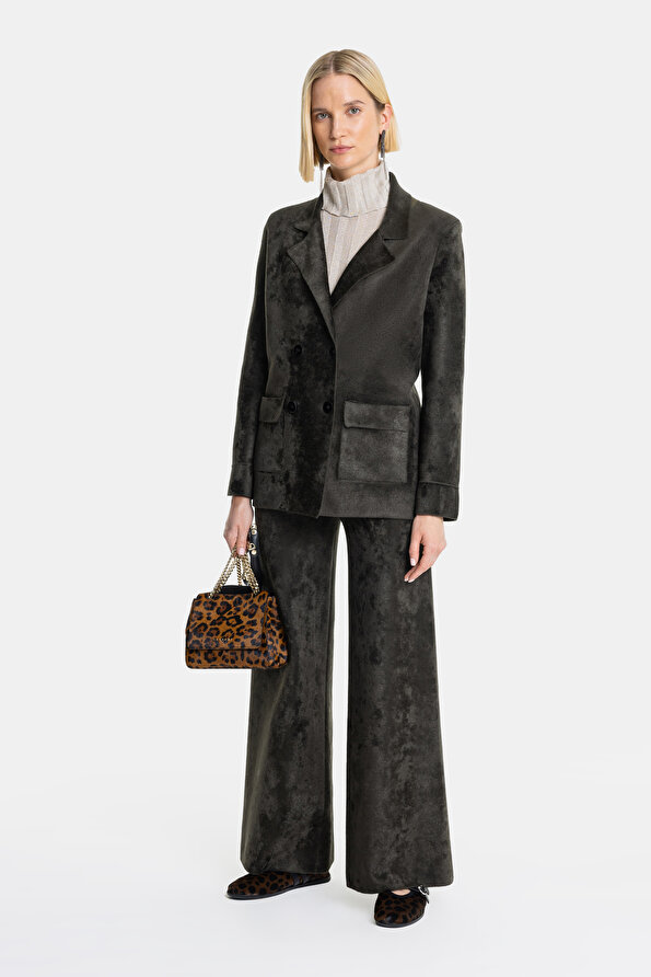 KHAKI SURPLICE NECKLINE (CROSS-OVER NECKLINE) JACKET
