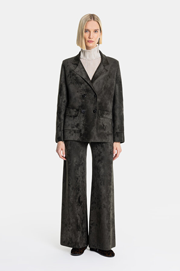 KHAKI WIDE LEG TROUSERS