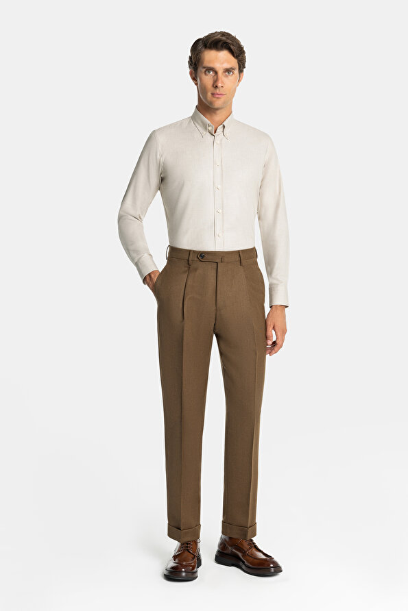 CAMEL PLAIN DIAGONAL TROUSERS