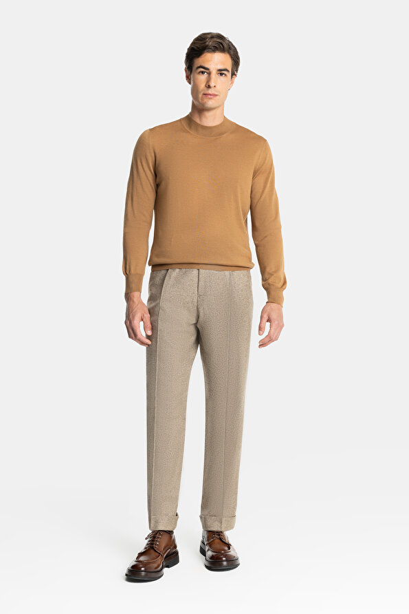 CAMEL HERRINGBONE TROUSERS