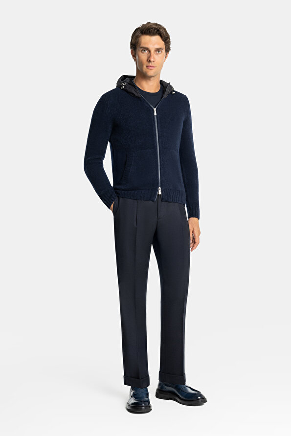 NAVY BLUE PLAIN DIAGONAL TROUSERS