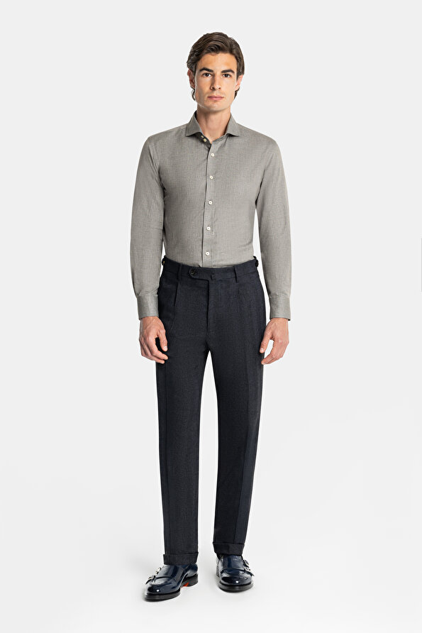 NAVY BLUE HERRINGBONE TROUSERS