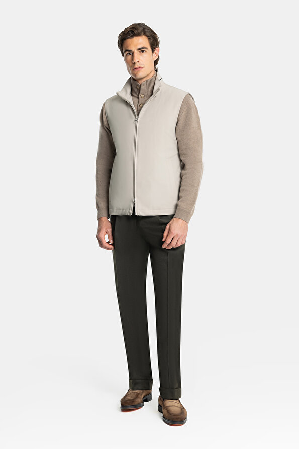 DARK GREEN PLAIN DIAGONAL TROUSERS