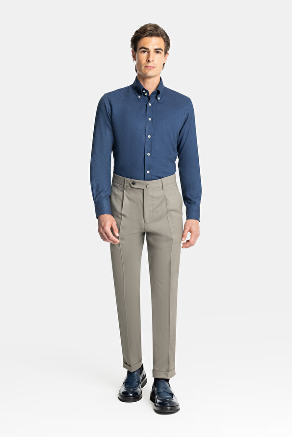 STONE COLOR SERGE TROUSERS