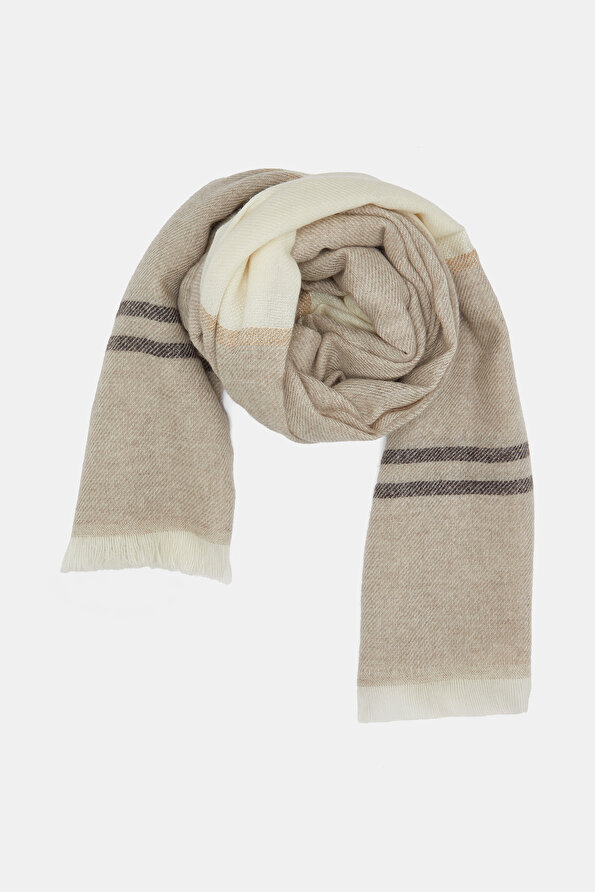BROWN STRIPED CASHMERE SHAWL