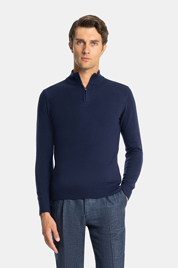 NAVY BLUE 1/2 TURTLENECK TRICOT