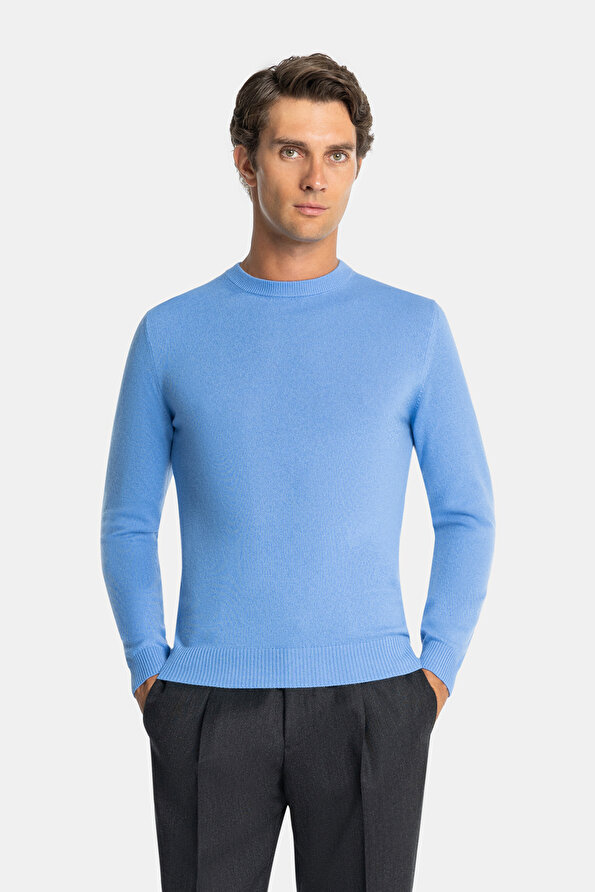 BLUE BASIC / ROUND NECKLINE TRICOT