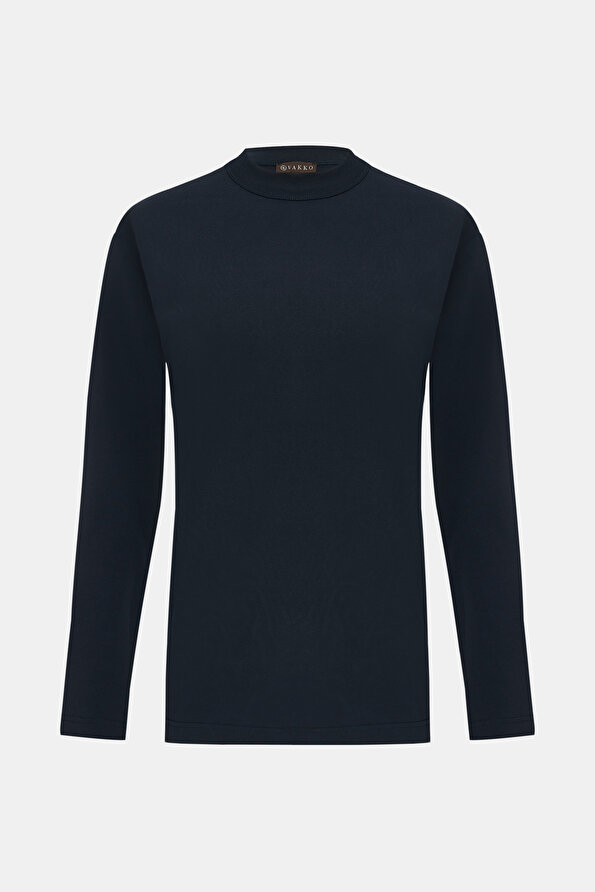 NAVY BLUE BASIC / ROUND NECKLINE LONG SLEEVE TSHIRT