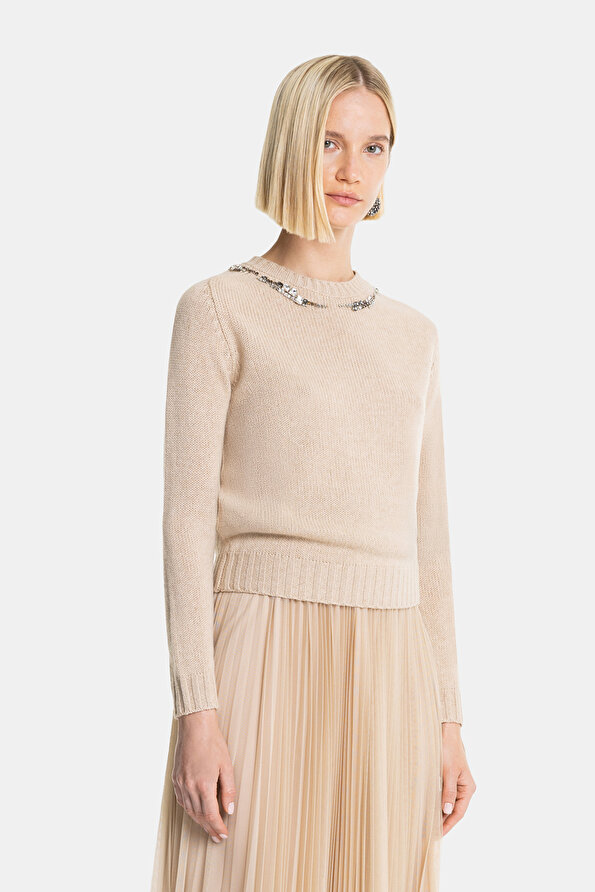 BEIGE BASIC / ROUND NECKLINE TRICOT