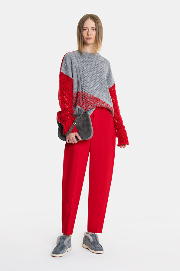RED SKINNY LEG TROUSERS