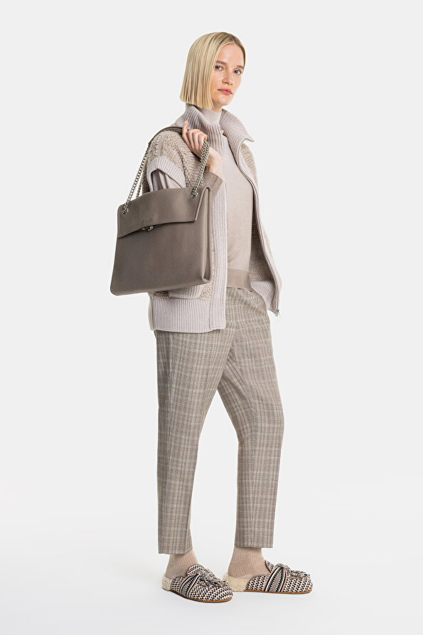 BEIGE WIDE LEG TROUSERS