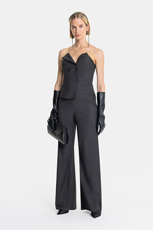 ANTHRACITE STRAPLESS SLEEVELESS JUMPSUIT
