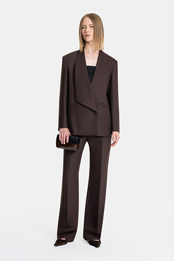 BROWN ASYMMETRIC JACKET