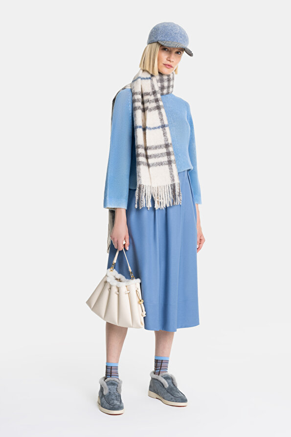 BLUE MIDI SKIRT