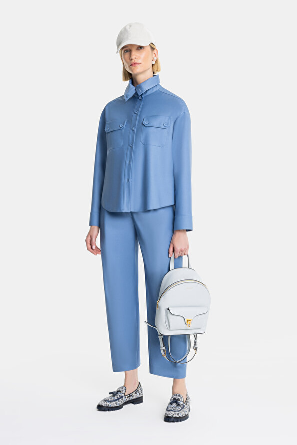 BLUE STRAIGHT CUT TROUSERS