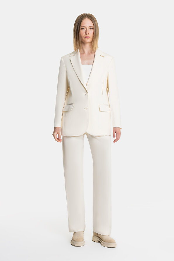 ECRU WIDE LEG TROUSERS