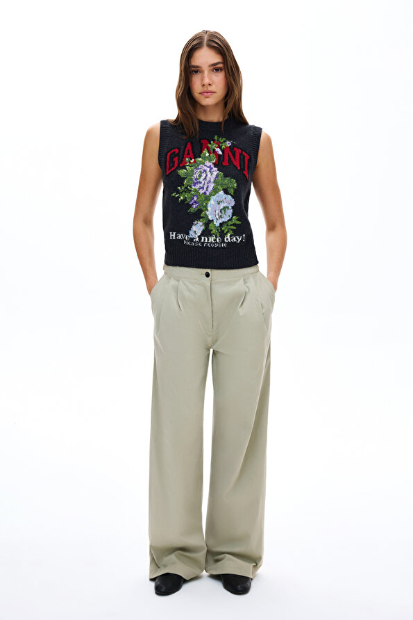 LIGHT GREEN WIDE LEG TROUSERS