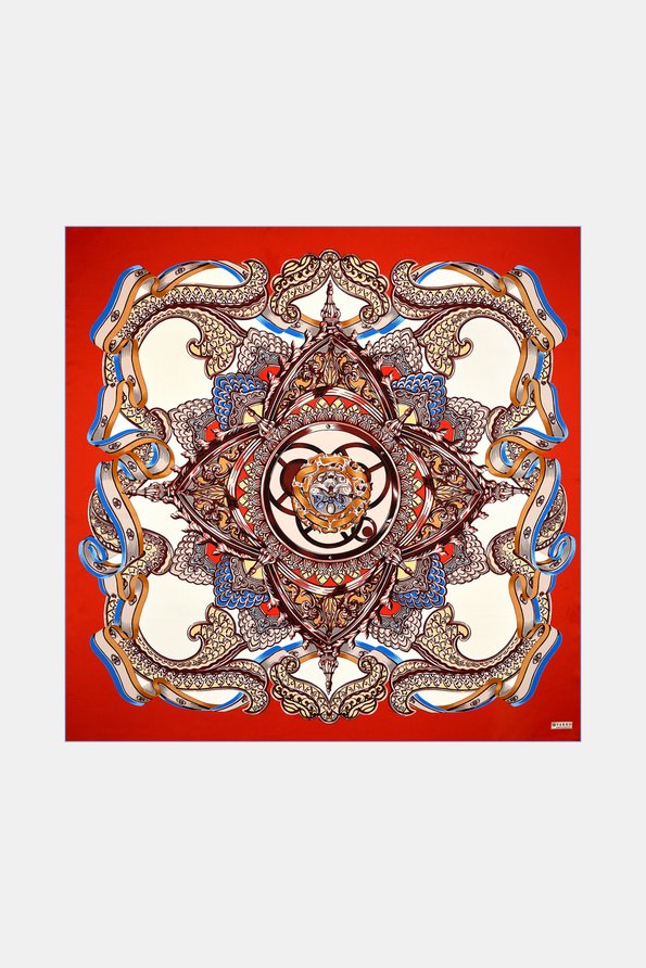Vakko Women Red Floral Pattern Twıll Scarf