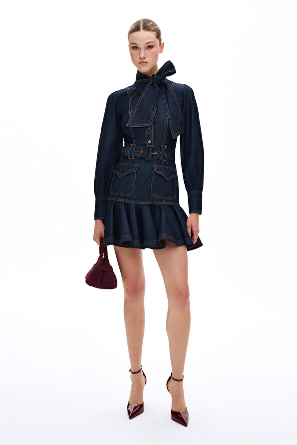 DARK NAVY BLUE MINI DRESS