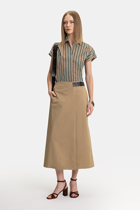 Vakko By Lorena Antonıazzı Women Dark Beıge Mıdı Skırt