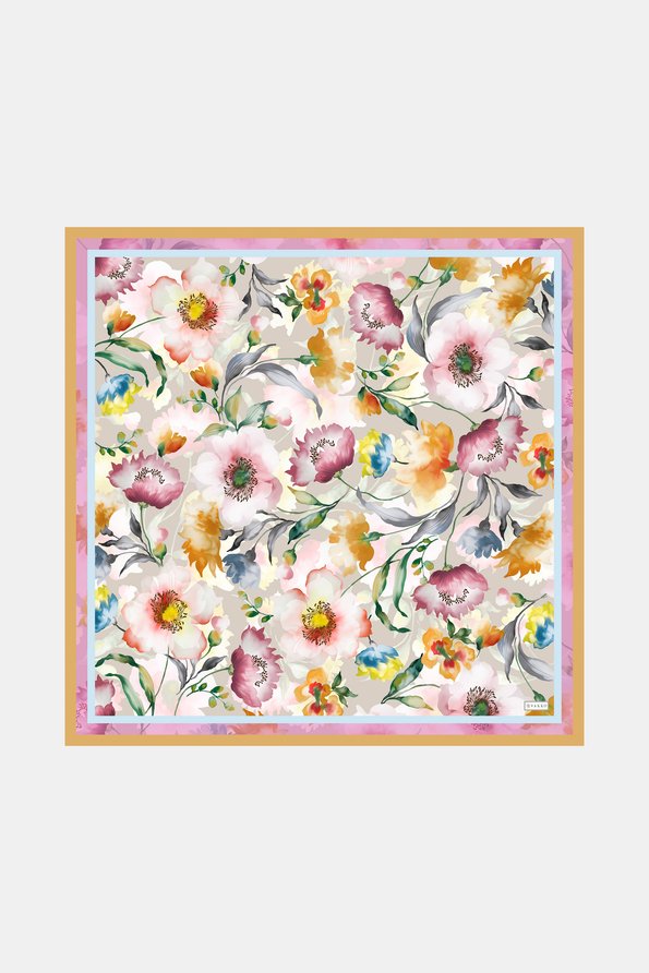 Vakko Women Drıed Rose Floral Pattern Twıll Gavroş