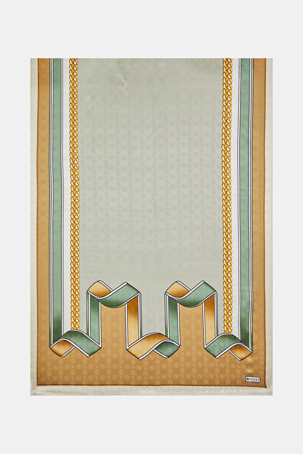LIGHT GREEN OBJECT DESIGN JAQUARD SHAWL