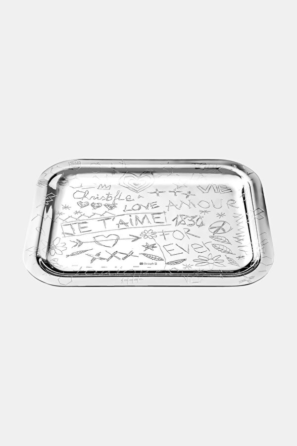 TRAY 26X20 CM GRAFFITI SILVER PLATED
