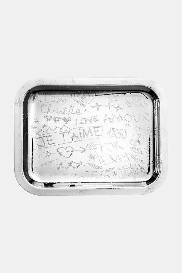 TRAY 26X20 CM GRAFFITI SILVER PLATED 2