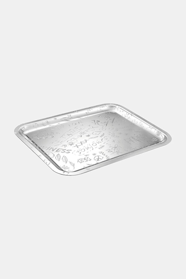 TEPSİ 36X28 CM GRAFFİTİ GÜMÜŞ KAPLAMA 2