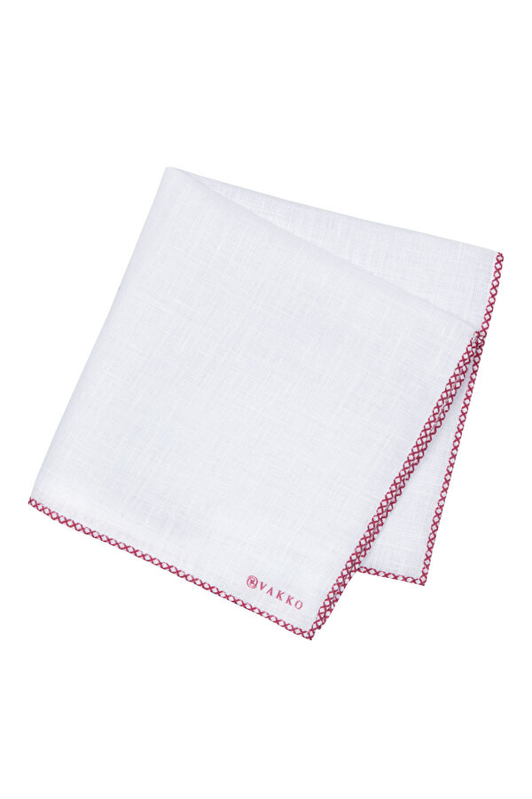 BINDING DETAILED RED-WHITE HANDKERCHIEF