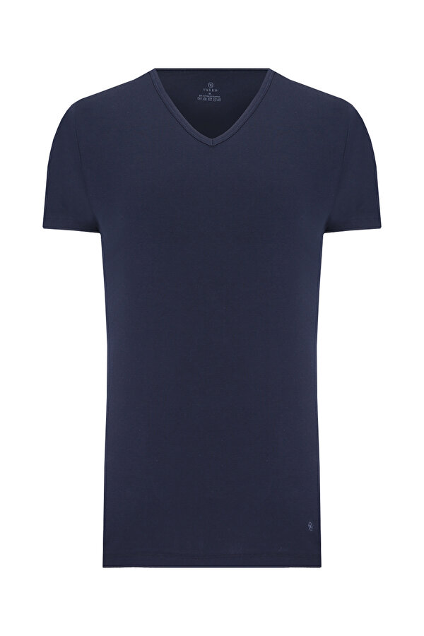 V NECK NAVY BLUE T-SHIRT