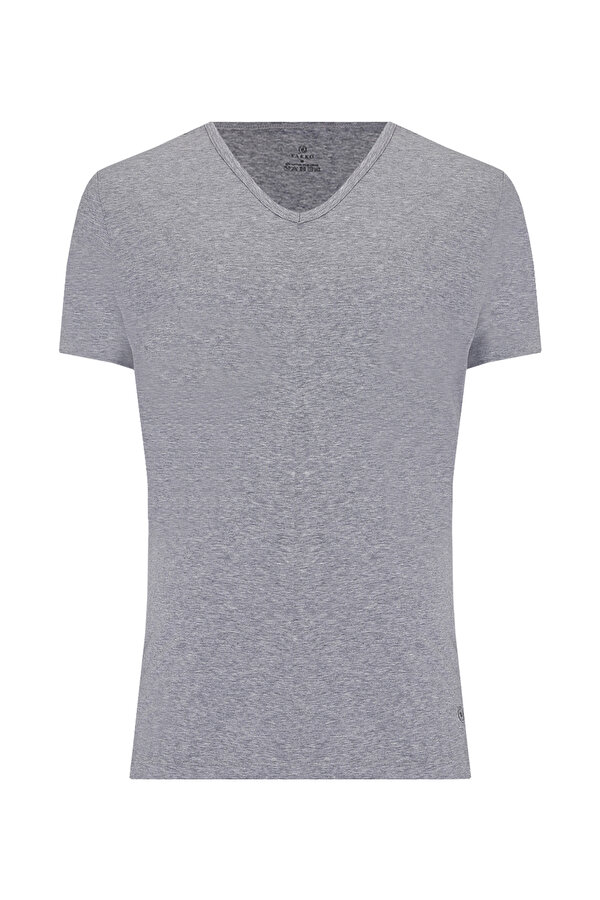 V NECK NAVY BLUE T-SHIRT