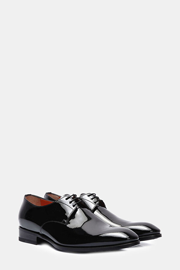 LACE UP PATENT LEATHER BLACK SHOES