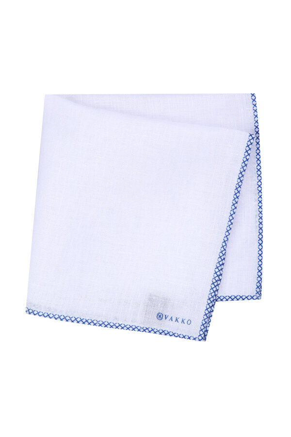 BINDING DETAILED BLUE WHITE HANDKERCHIEF 2