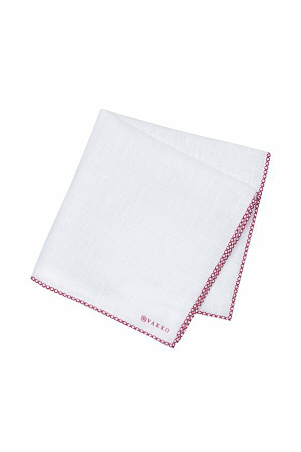 BINDING DETAILED RED WHITE HANDKERCHIEF