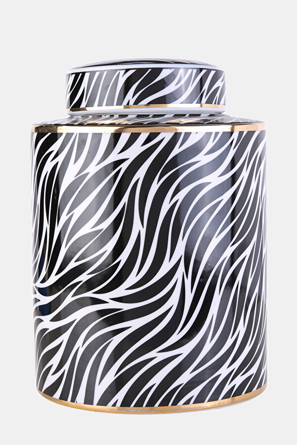 ZEBRA DESENLİ PORSELEN KAPAKLI VAZO