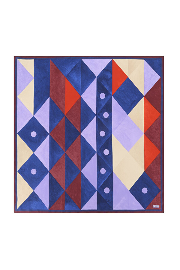 GEOMETRİK DESENLİ İPEK EŞARP