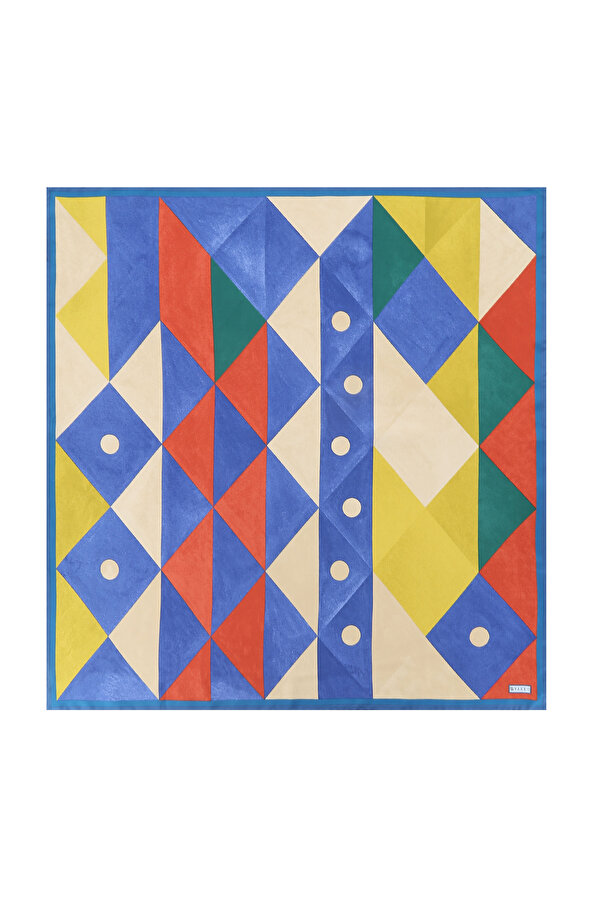 GEOMETRİK DESENLİ İPEK EŞARP