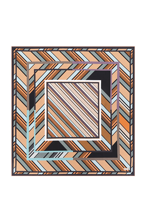 GEOMETRİK DESENLİ İPEK EŞARP