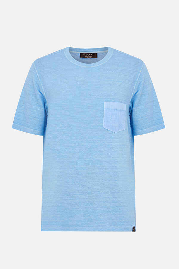 BLUE BASIC / ROUND NECKLINE SHORT SLEEVE TSHIRT