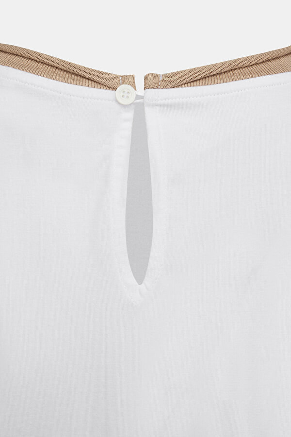 BEYAZ ZİNCİR DETAYLI T-SHIRT 6