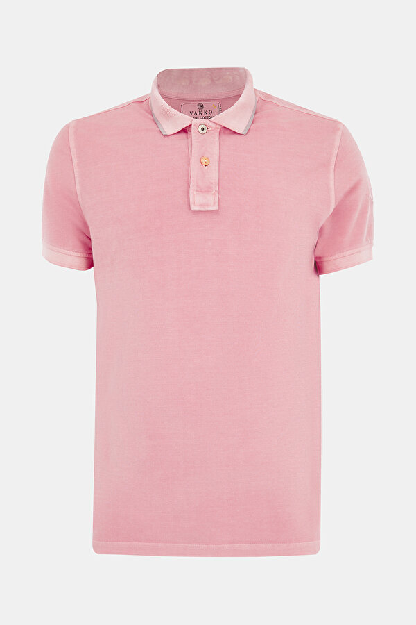 LIGHT PINK POLO NECK SHORT SLEEVE TSHIRT