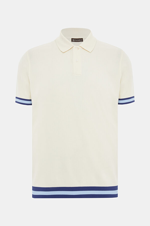 ECRU POLO NECK SHORT SLEEVE TSHIRT