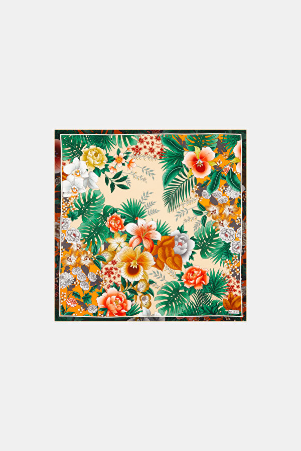 ÇİÇEK DESENLİ İPEK BANDANA
