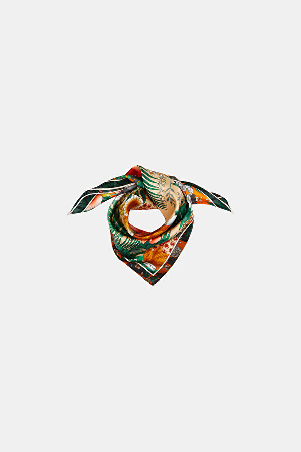 ÇİÇEK DESENLİ İPEK BANDANA 2