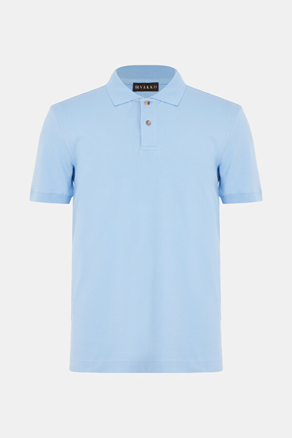 BLUE POLO NECK SHORT SLEEVE TSHIRT