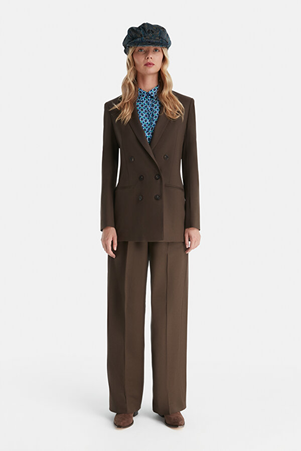 BROWN STRAIGHT CUT WOOL TROUSERS