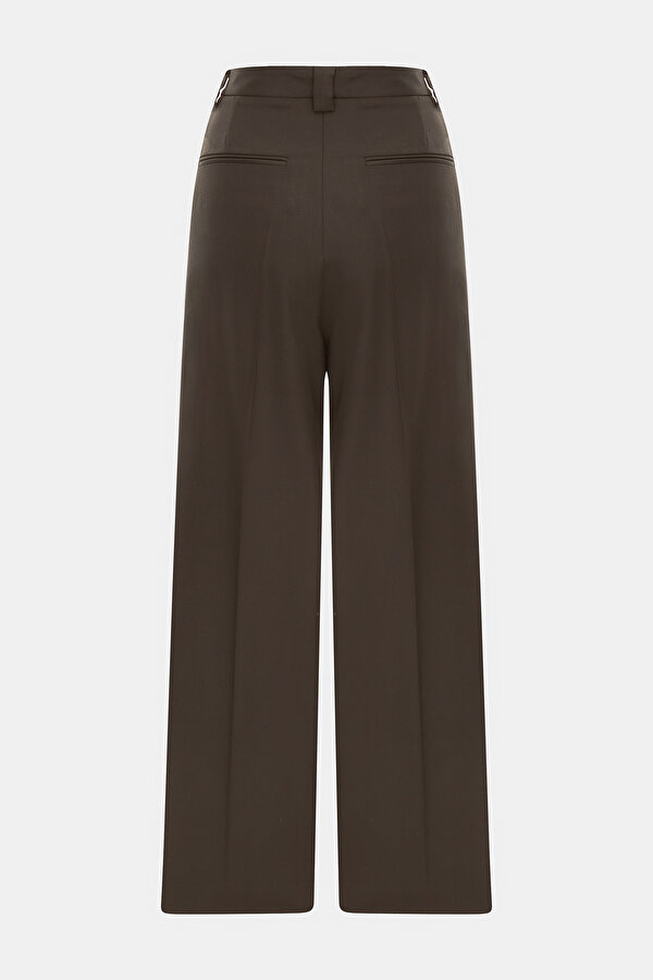 BROWN STRAIGHT CUT WOOL TROUSERS 6